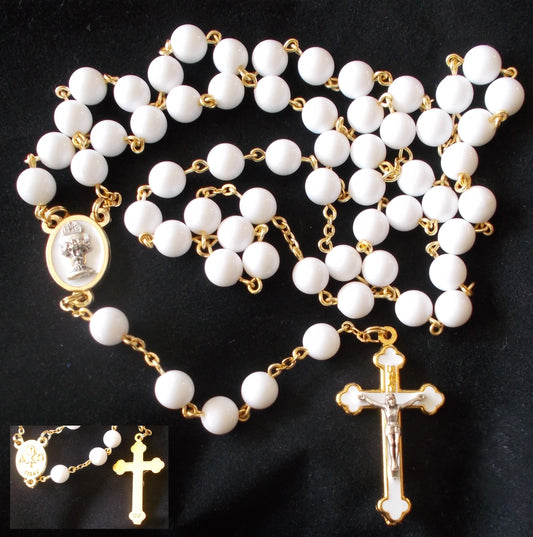 1st Communion Rosary - White