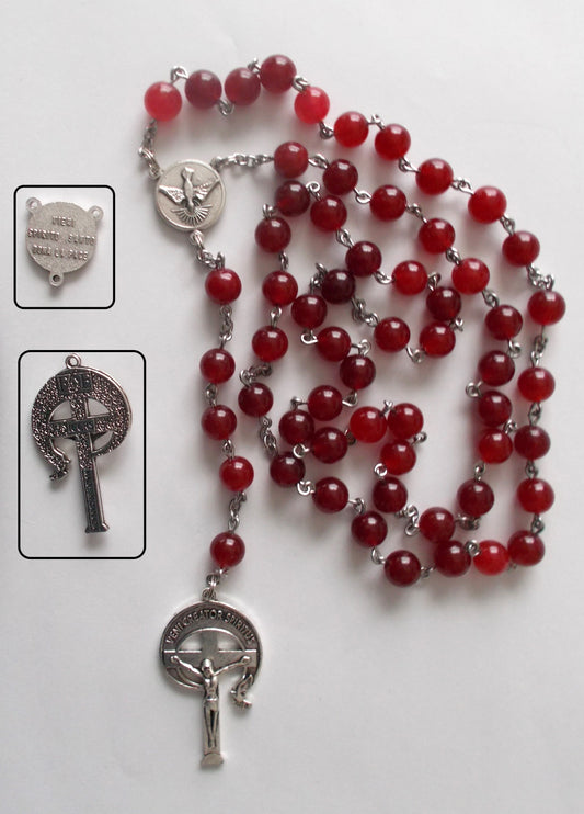 Holy Spirit Rosary - Semi-precious Red Beads