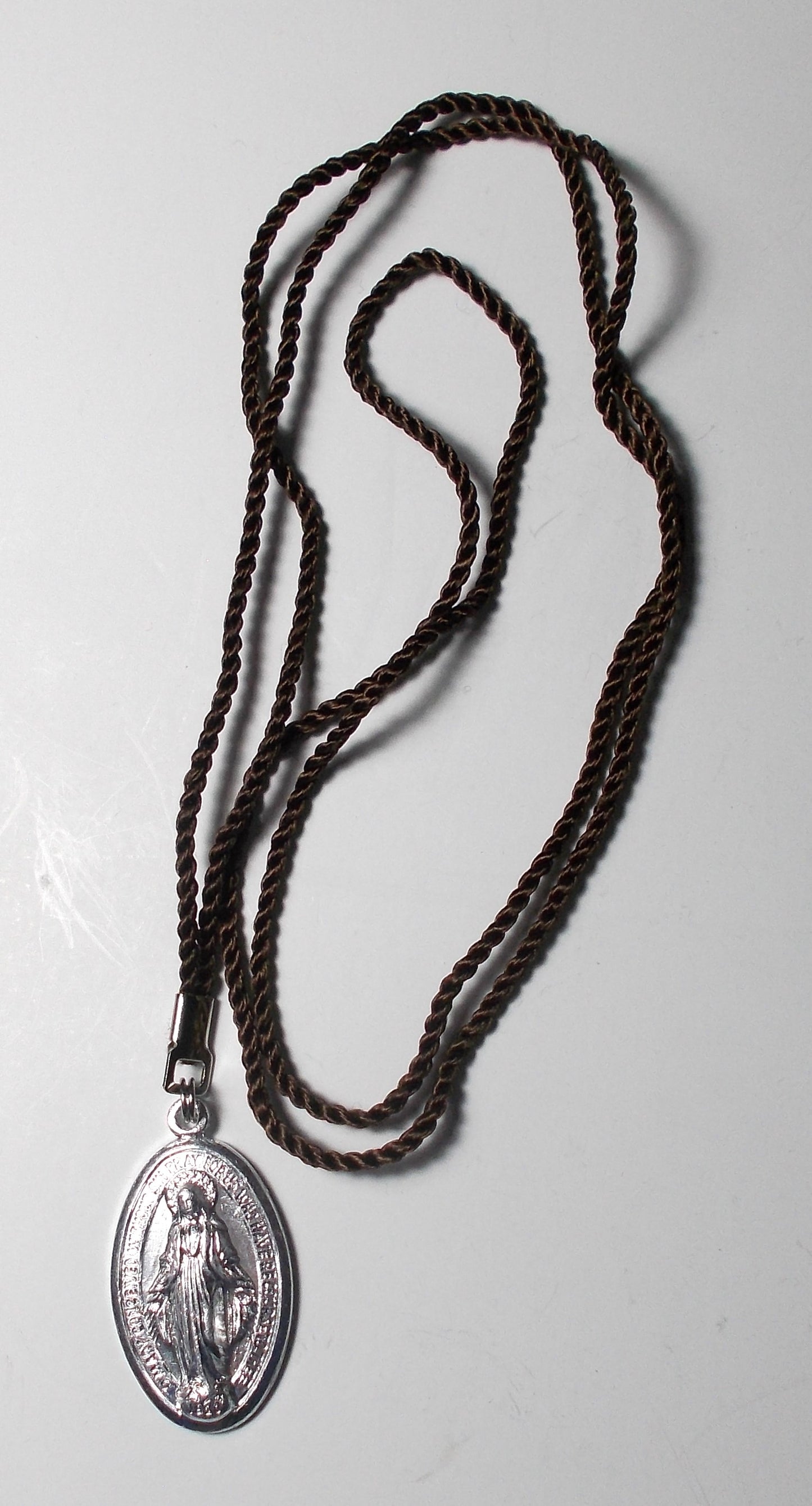 Miraculous Medal on Cord - Aluminum 1 1/4 inch - English