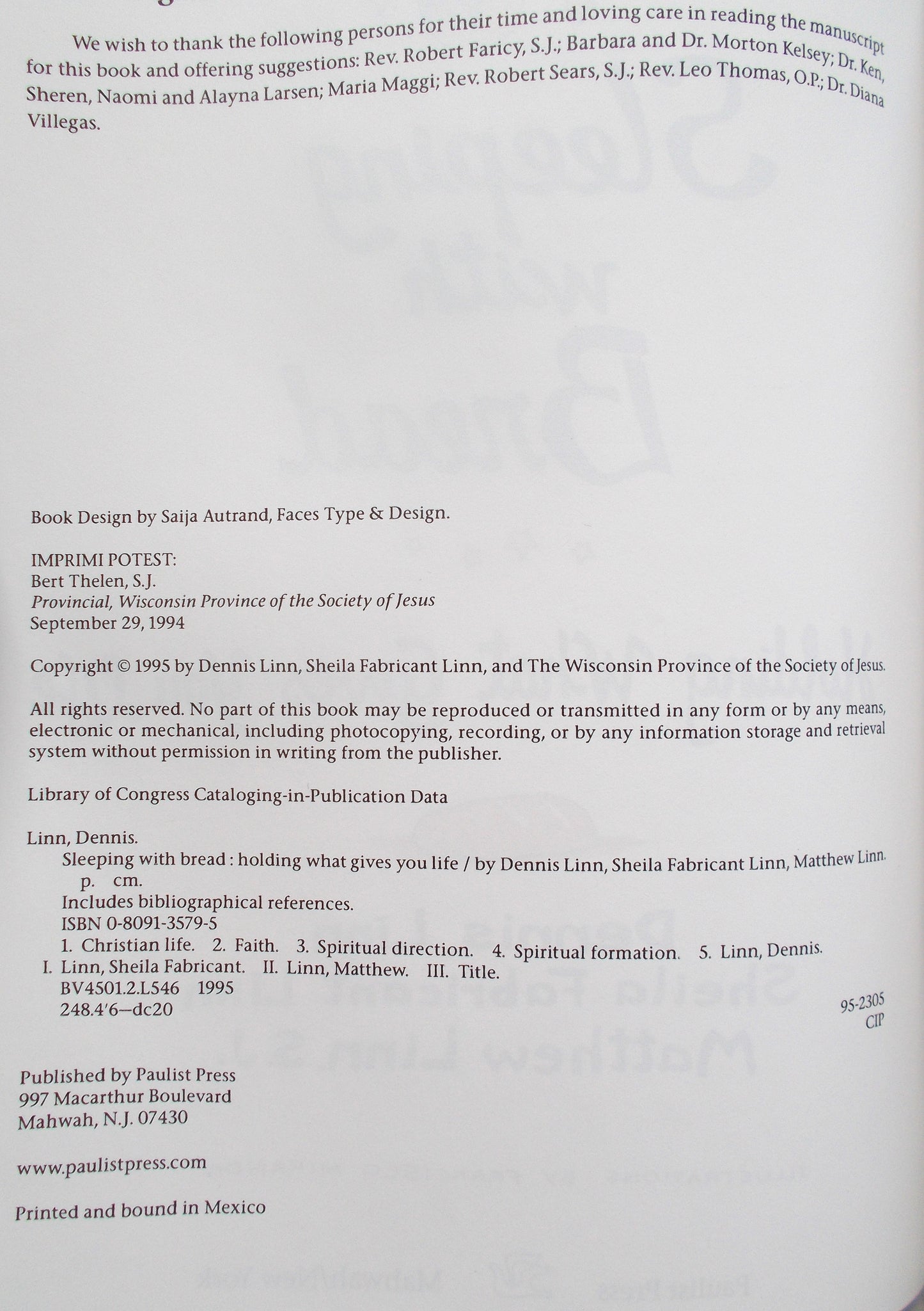 Sleeping with Bread - Holding What Gives You Life