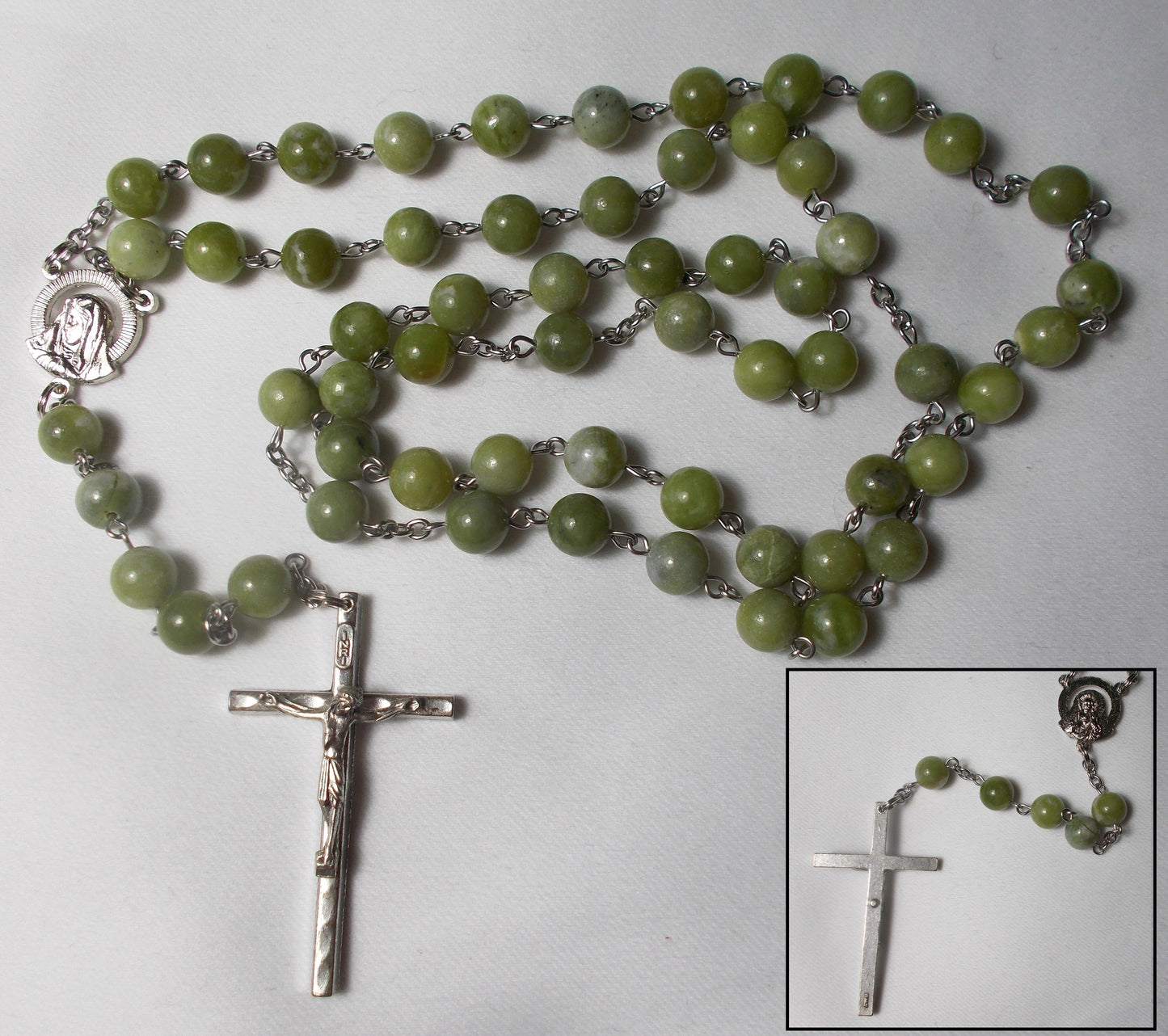 Olive Green Semi-Precious Bead Rosary