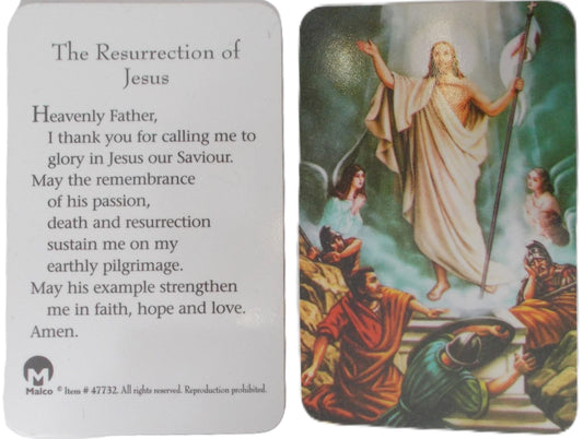 Resurrection of Jesus Prayercard -Plastic