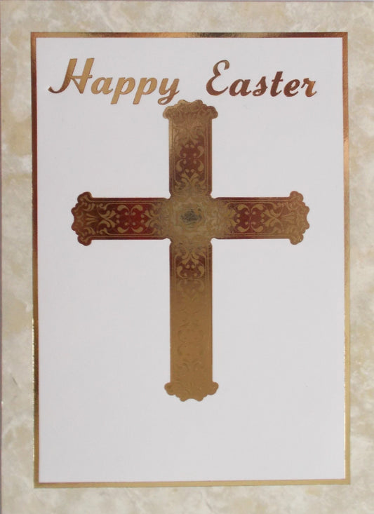 Easter Gold Cross Note Card -Blank Inside