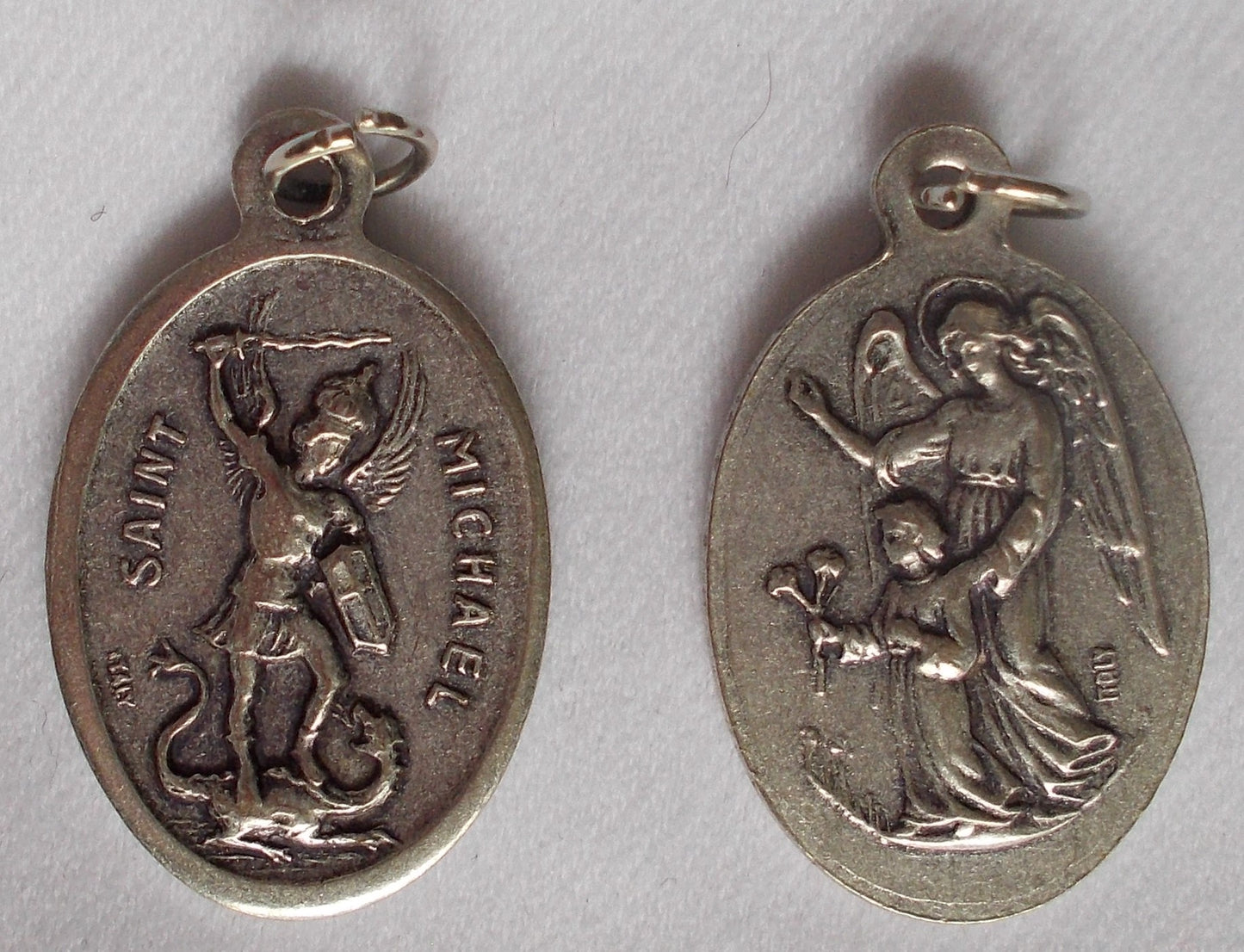 Oxidized St. Michael / Guardian Angel Medal