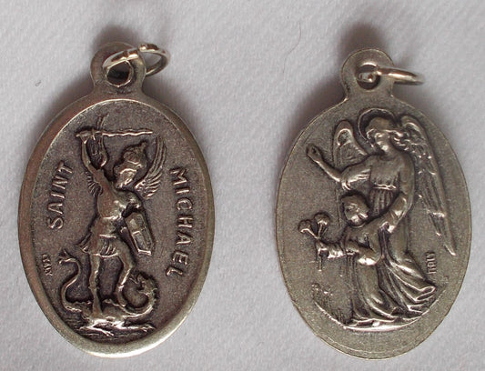 Oxidized St. Michael / Guardian Angel Medal