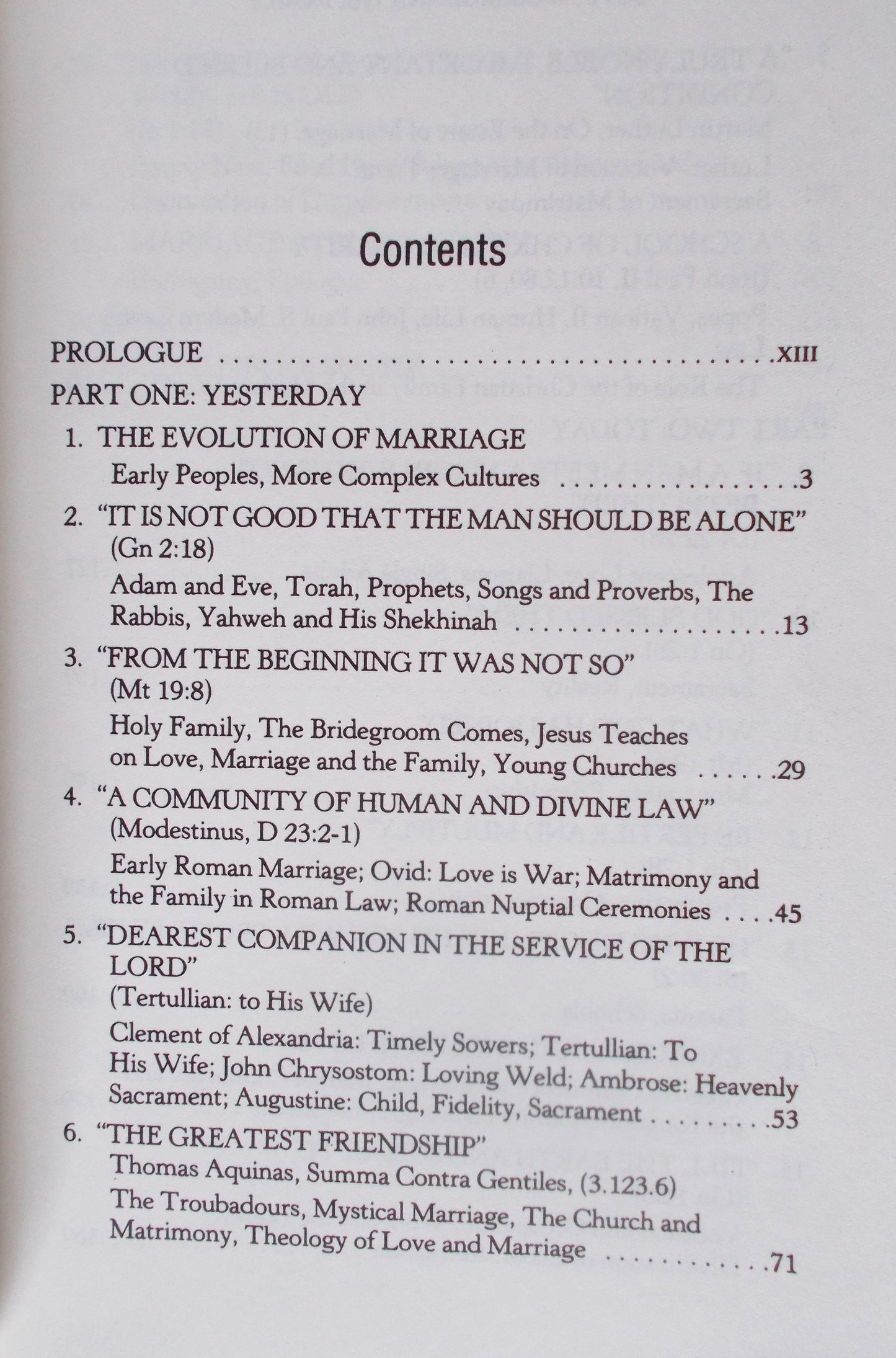 Love, Marriage and the Family : Yesterday and Today
