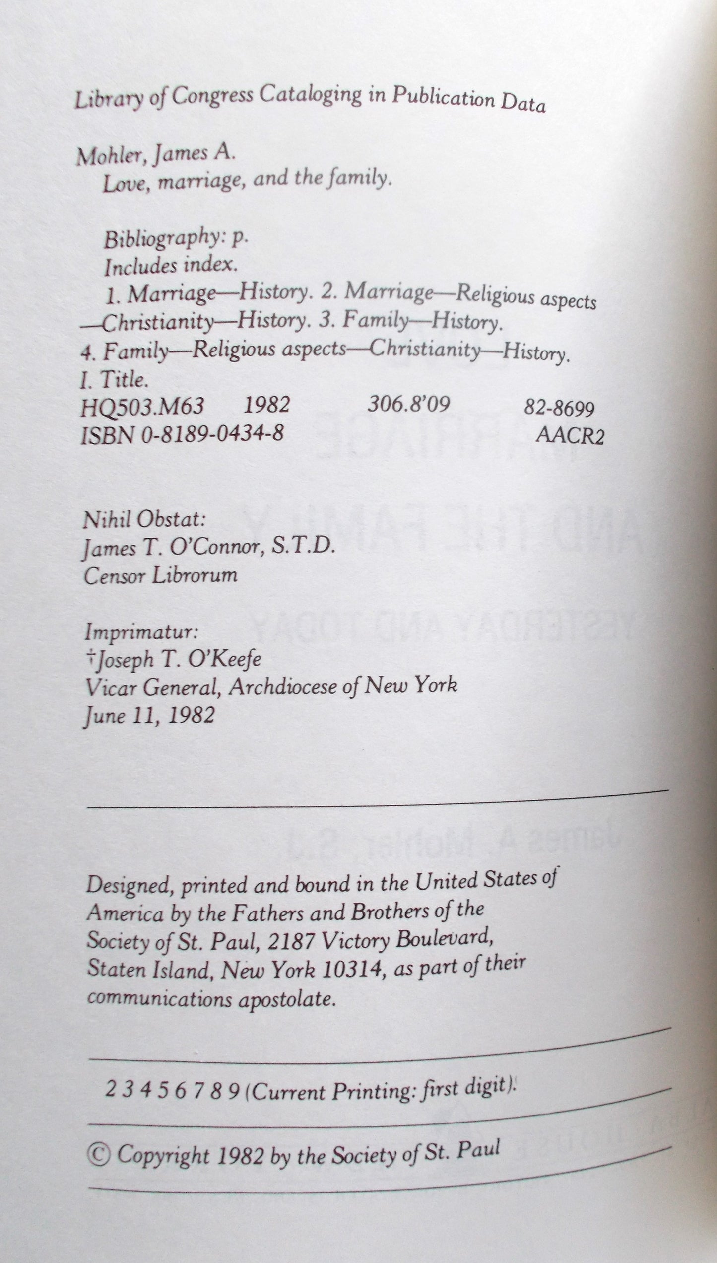 Love, Marriage and the Family : Yesterday and Today