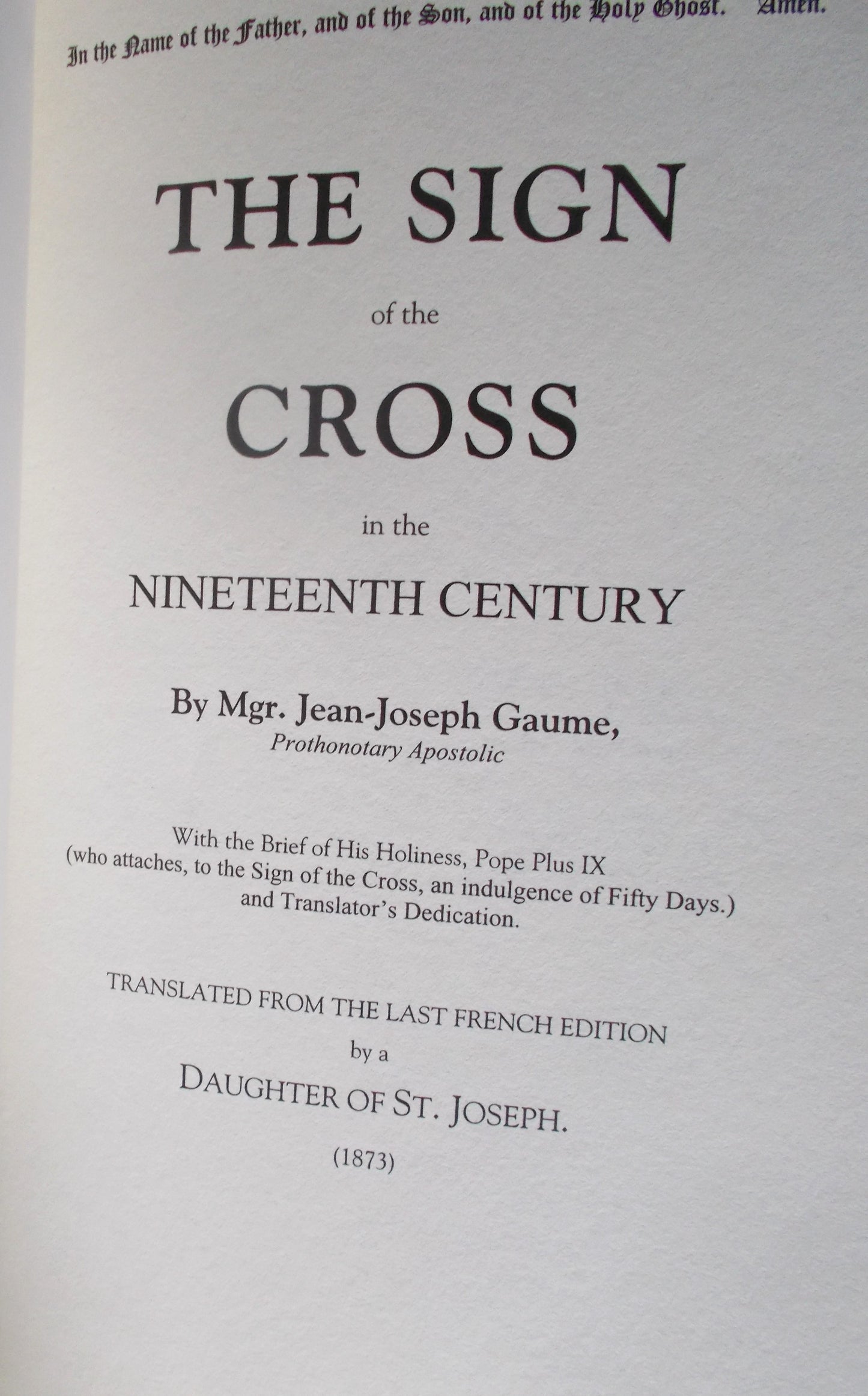 The Sign of the Cross in the Nineteenth Century