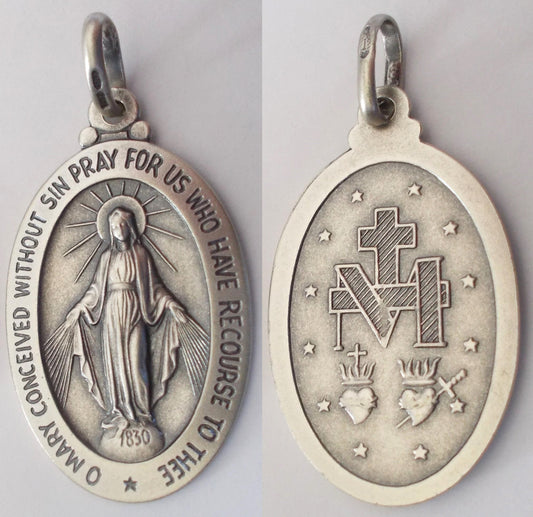 Miraculous Medal - XL Oval Sterling Silver