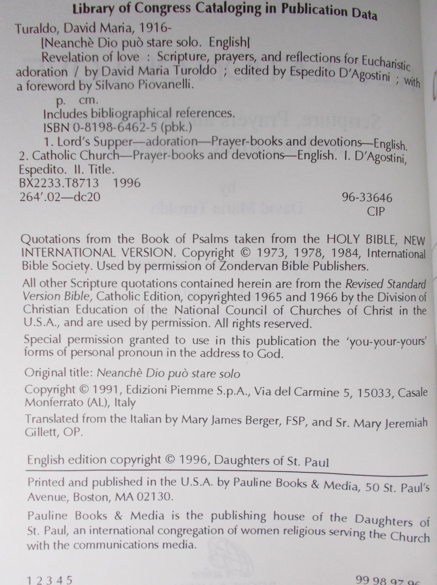 Revelation of Love - Scripture, Prayers and Reflections for Eucharistic Adoration