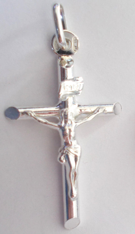 Crucifix - Round Tube Sterling Silver