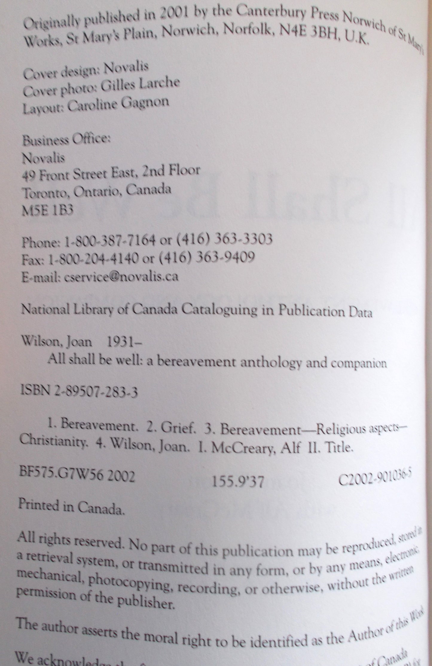 All Shall Be Well - A Bereavement Anthology and Companion