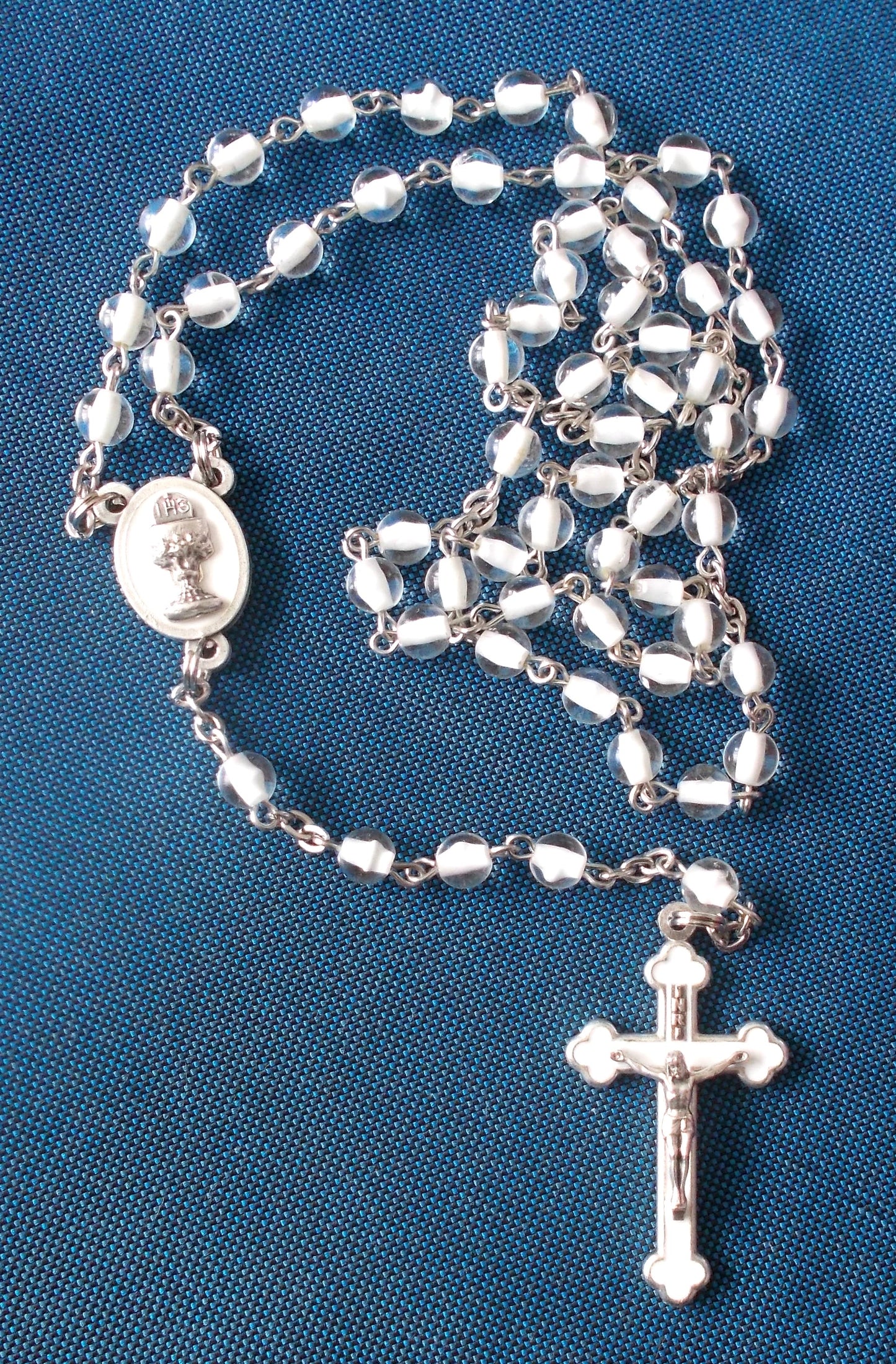 1st Communion Rosary - White / Clear