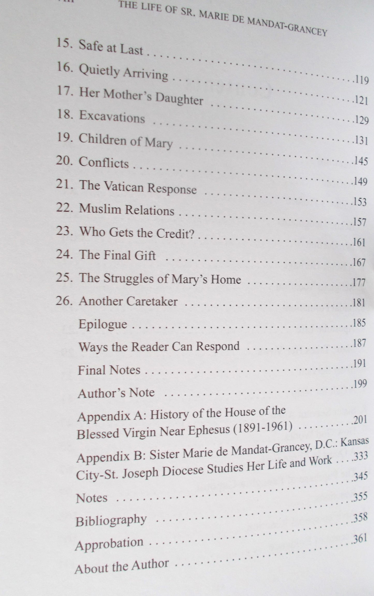 The Life of Sr. Marie de Mandat-Grancey & Mary's House at Ephesus