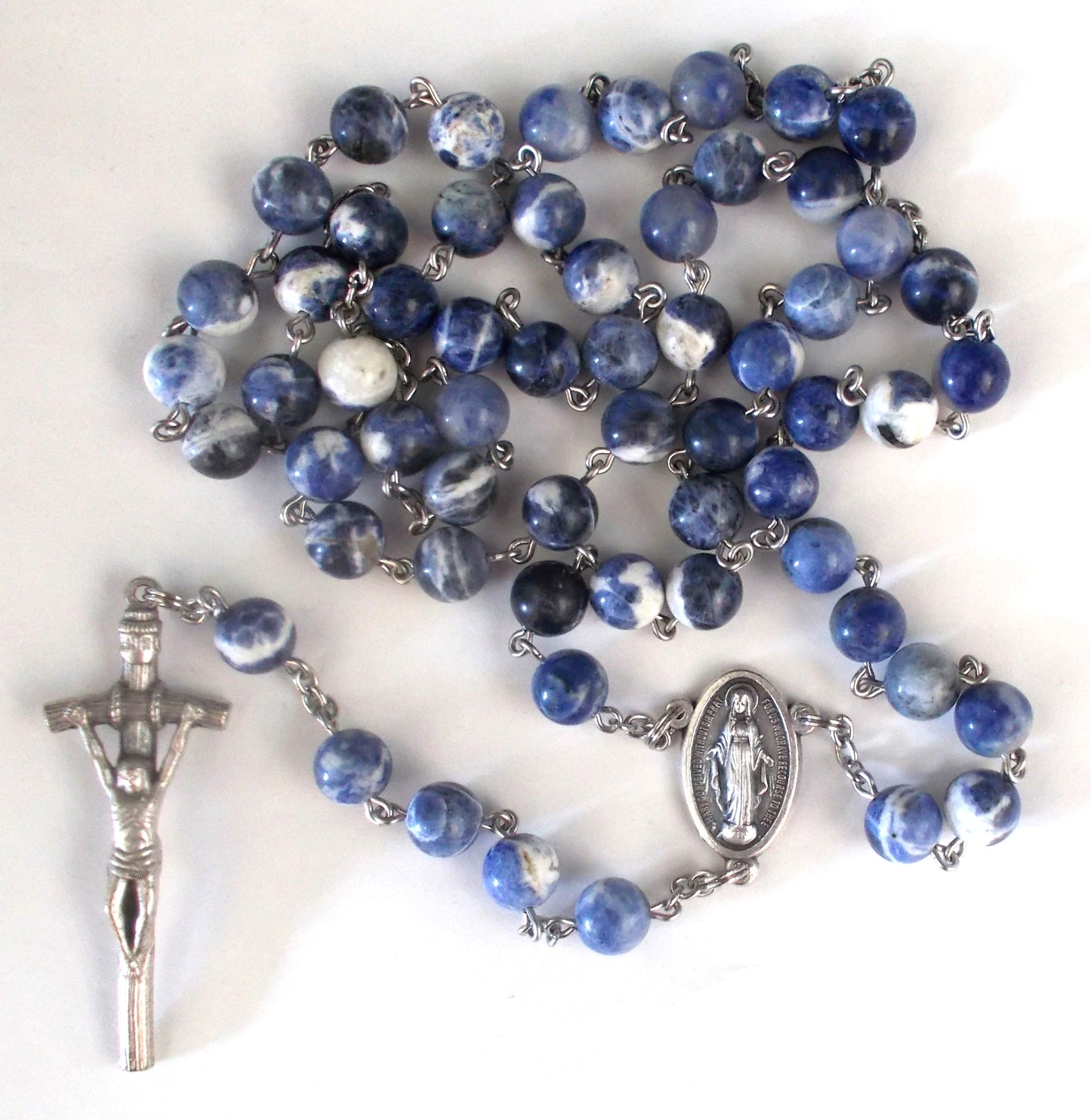 Blue  Bead Rosary - Miraculous Medal Center