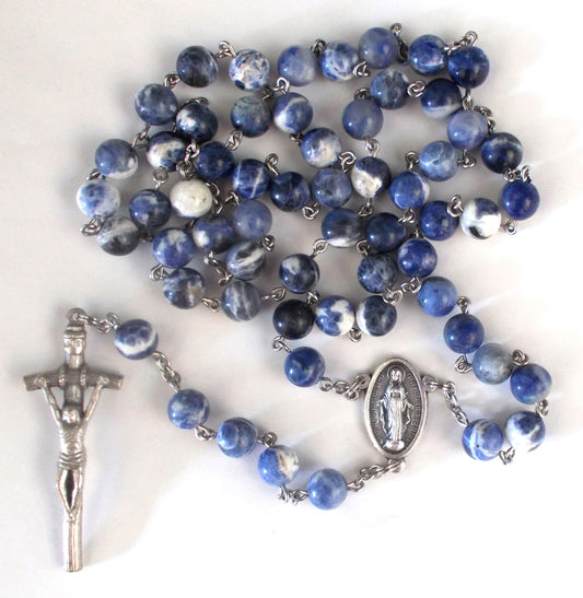 Blue  Bead Rosary - Miraculous Medal Center