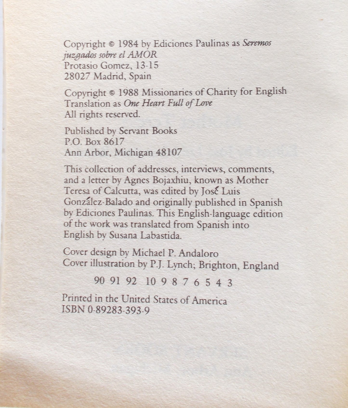 Used - One Heart Full of Love - Mother Teresa