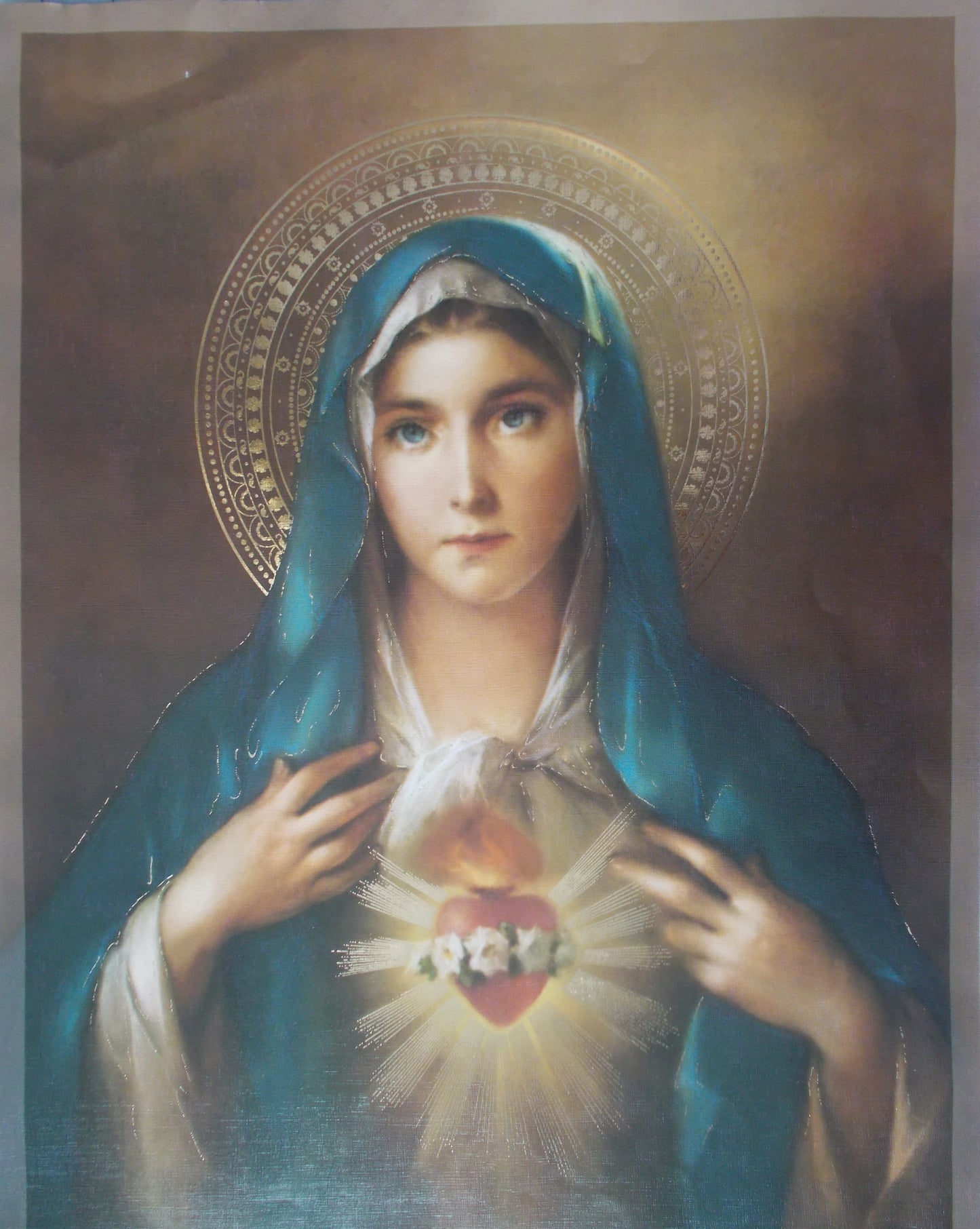 Immaculate Heart of Mary Print  12 x 16 * Slightly Damaged