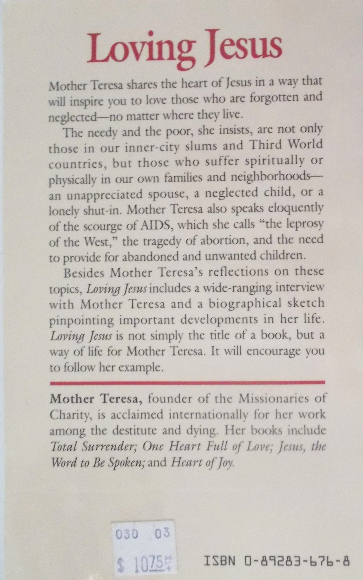 Loving Jesus - Mother Teresa