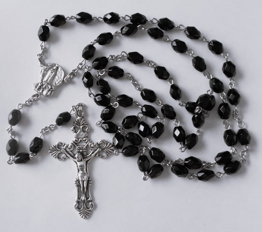 Black Rosary with Fatima Center