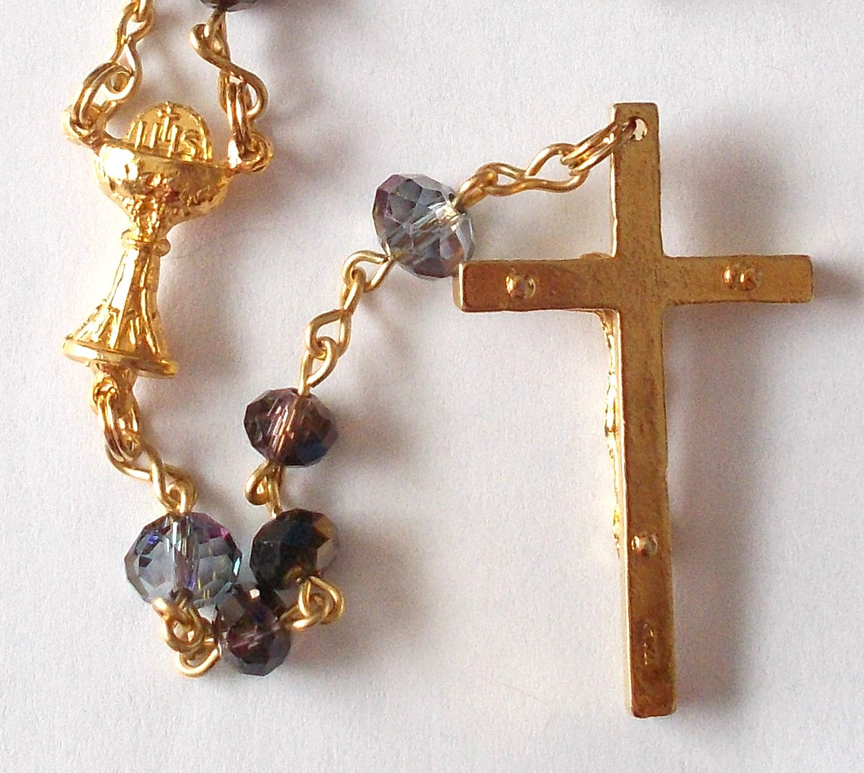 Smoky Grey Rosary with Chalice Center