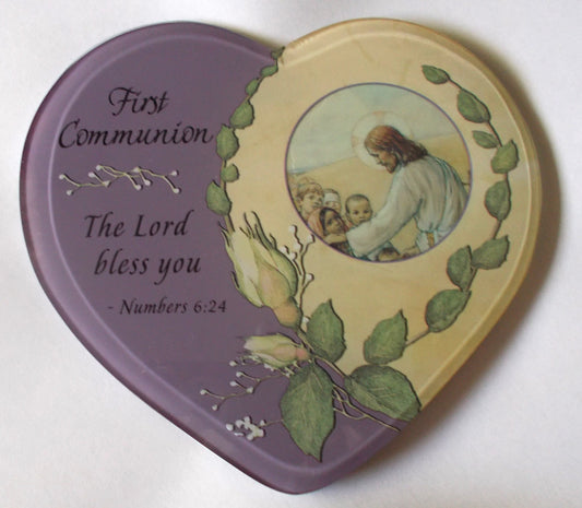 First Communion Heart Frame - Glass