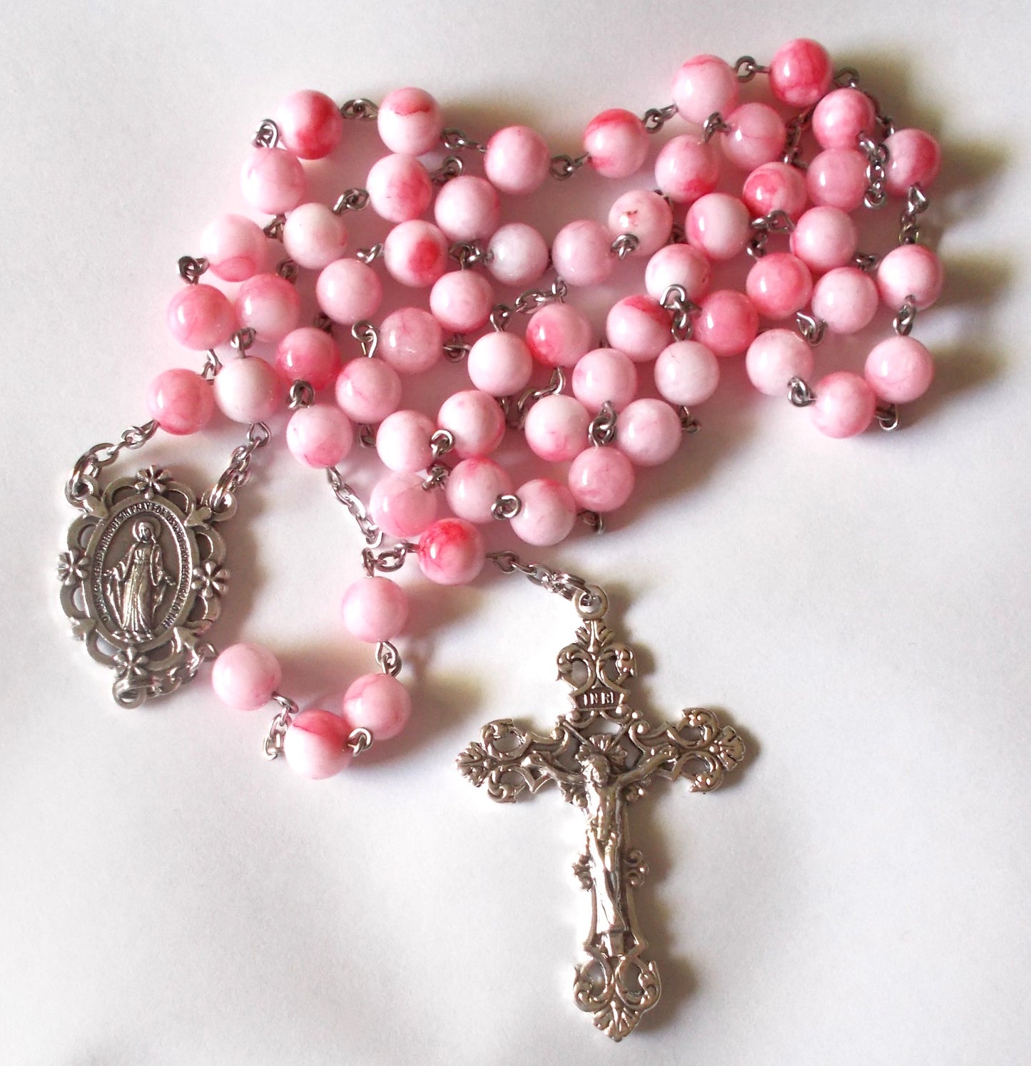 Deluxe Pink Rosary in Velour Gift Box