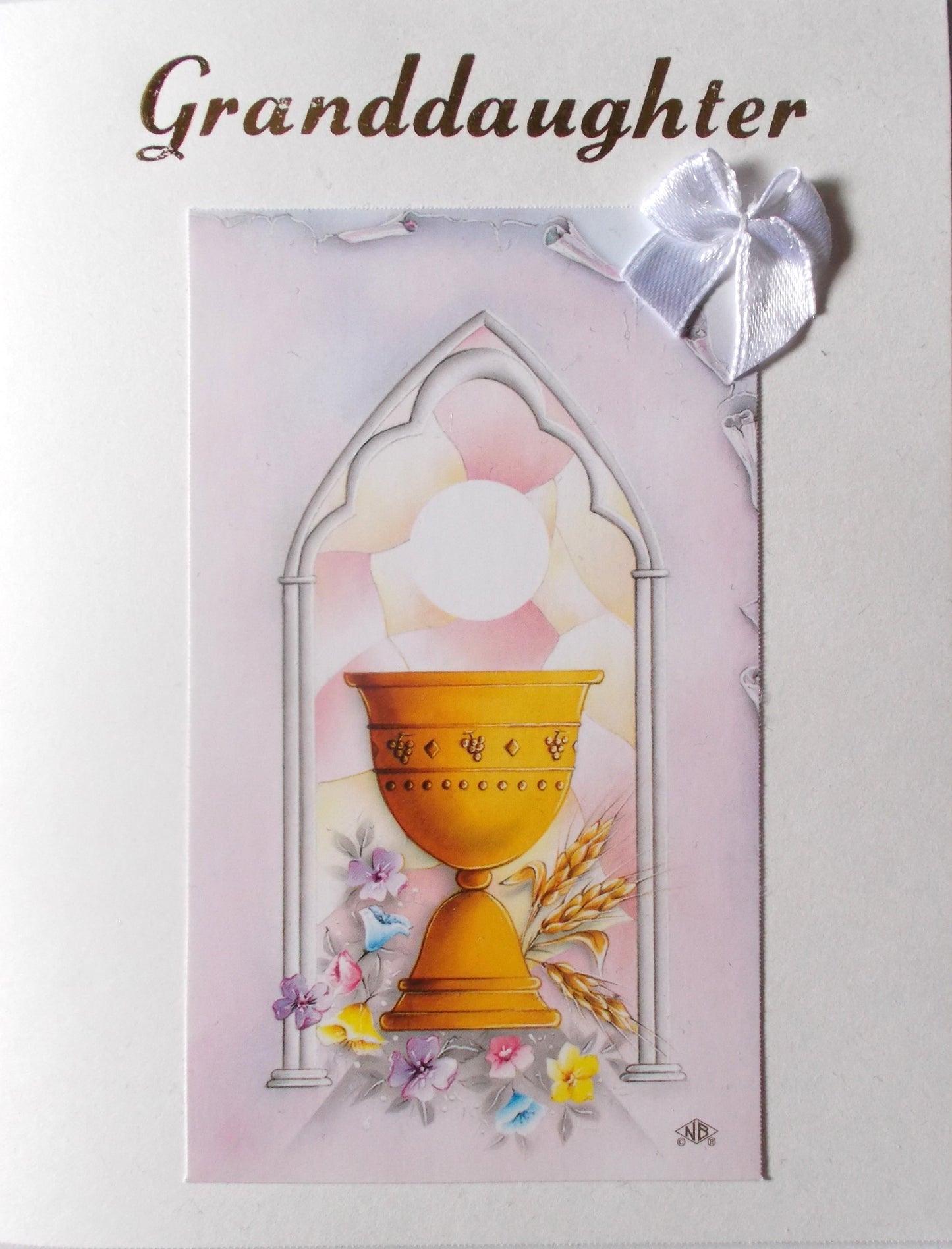 Granddaughter First Communion Greeting Card - White Bow