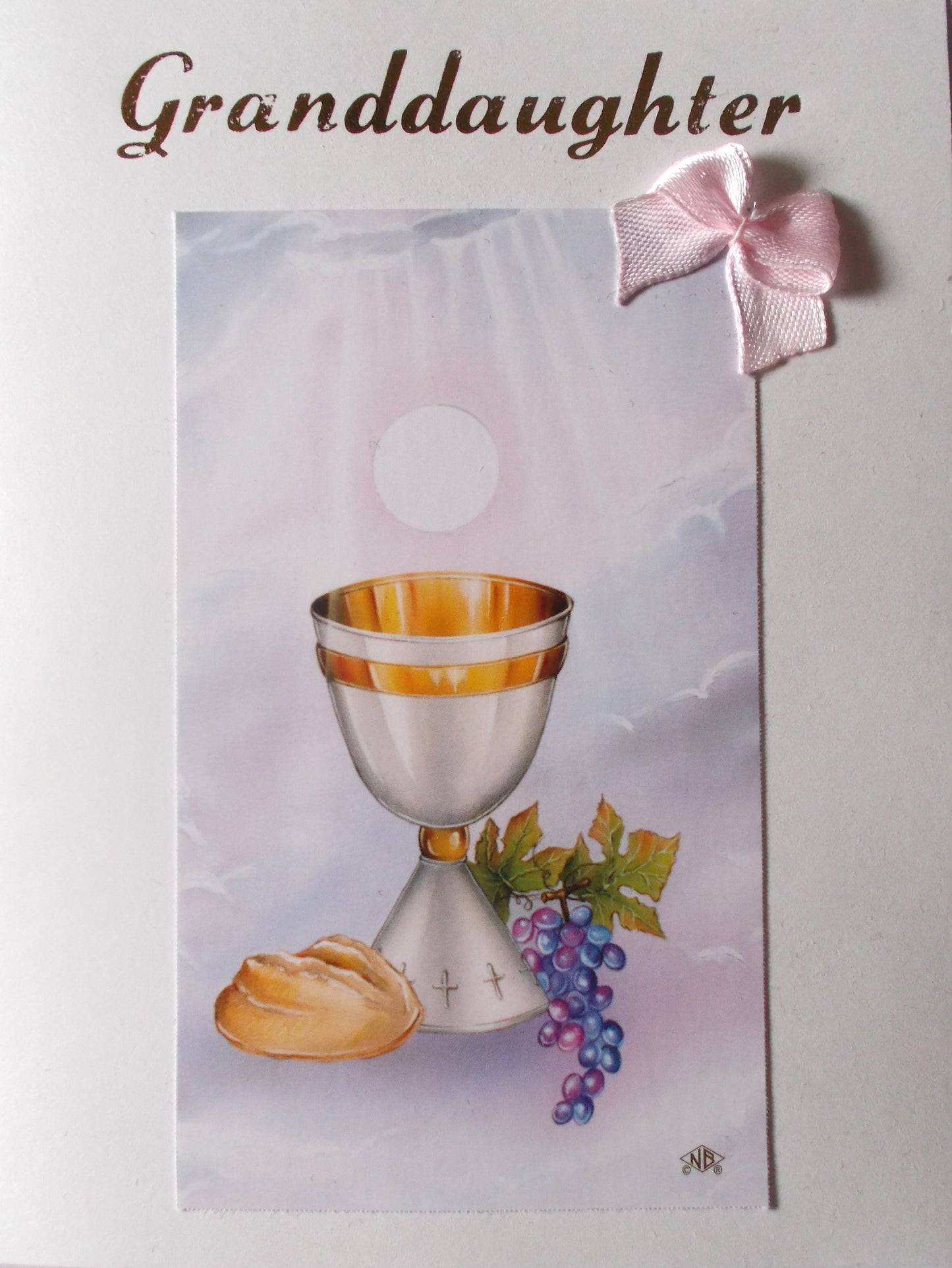 Granddaughter First Communion Greeting Card - Pink Bow