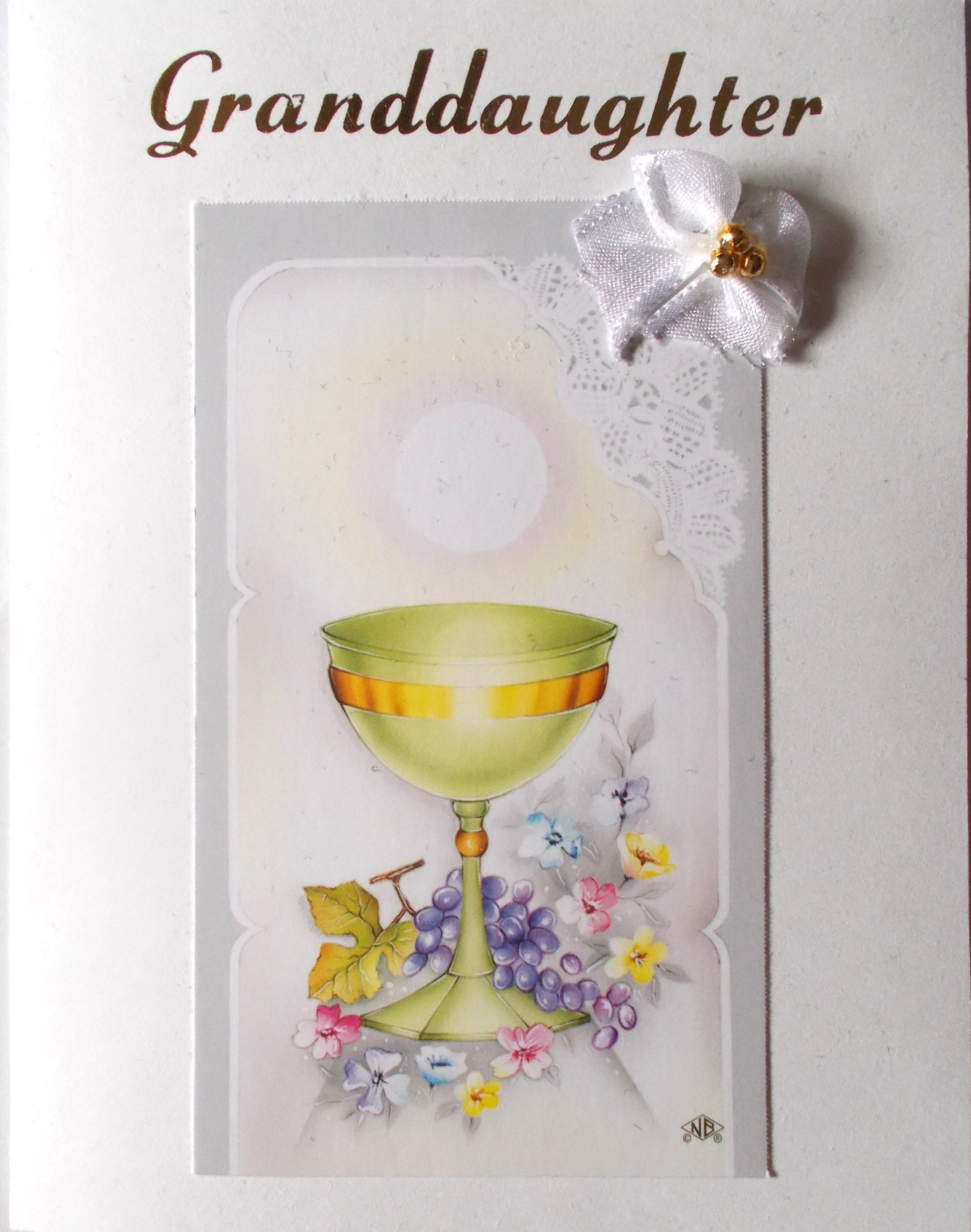 Granddaughter First Communion Greeting Card - White Bow