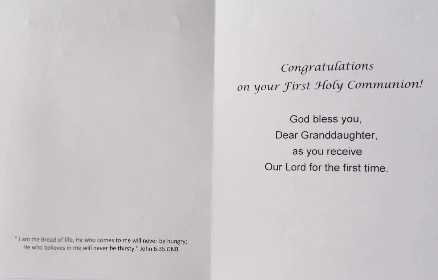 Granddaughter First Communion Greeting Card - Pink Bow