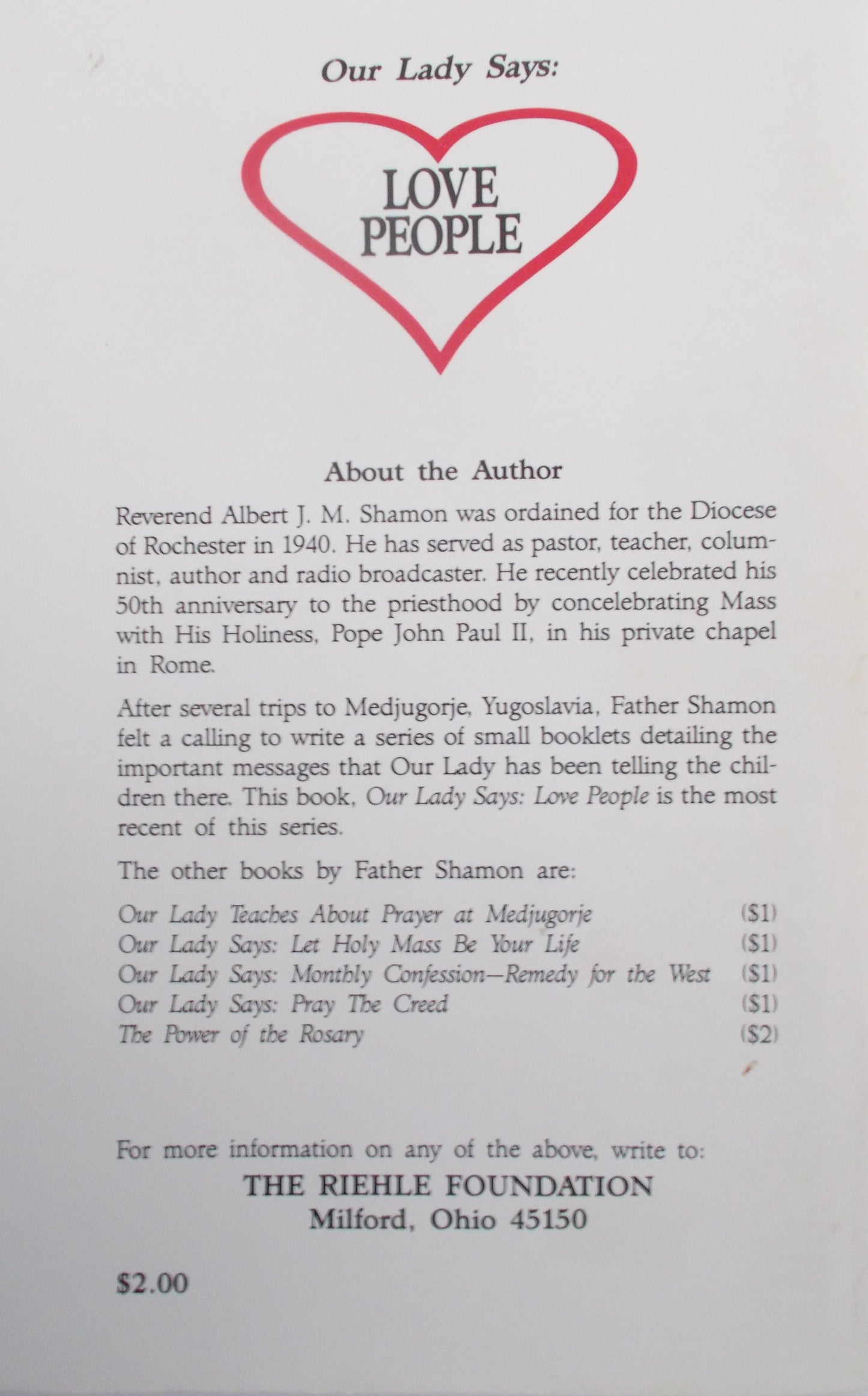 Our Lady Says: Love People