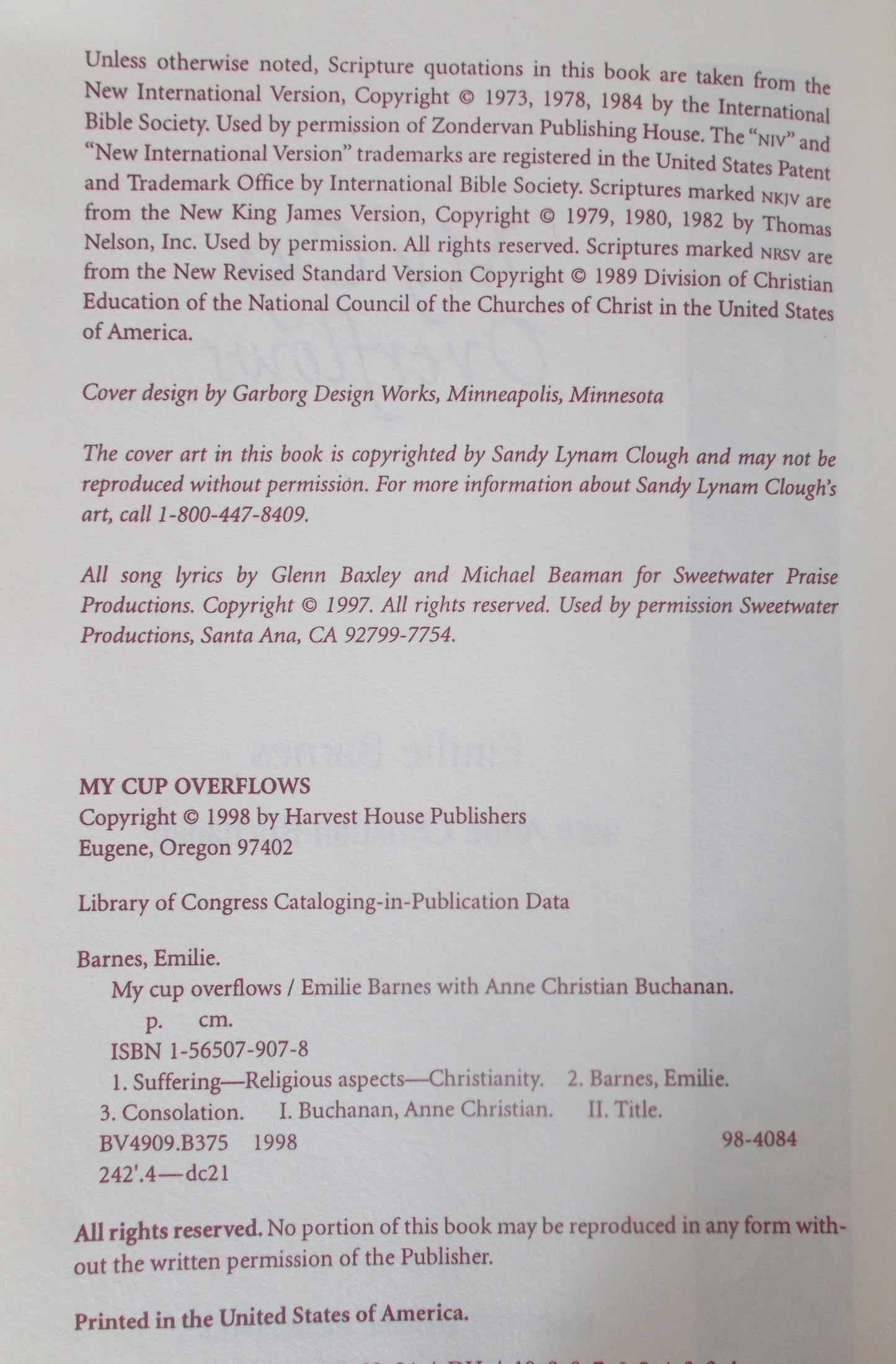 Used - My Cup Overflows ... with the Comfort of God's Love - hardcover