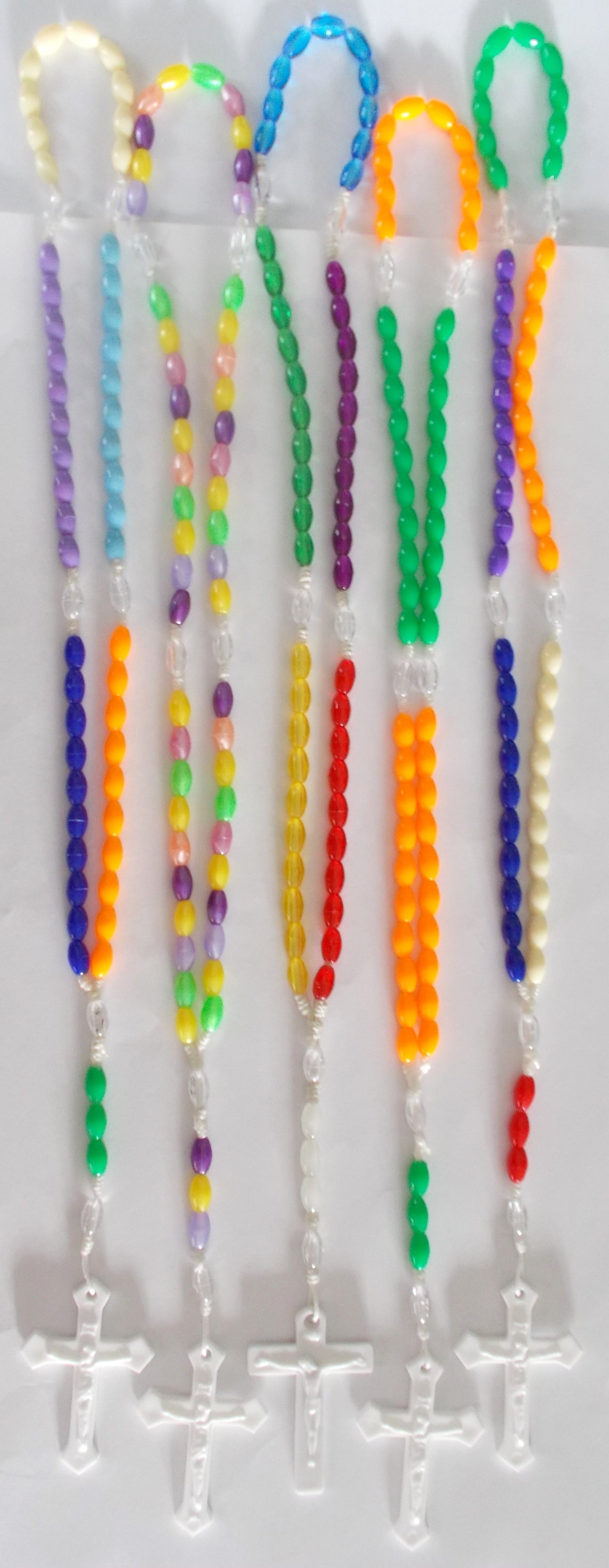 Bulk Package of 5 Multi-colour Cord Rosaries