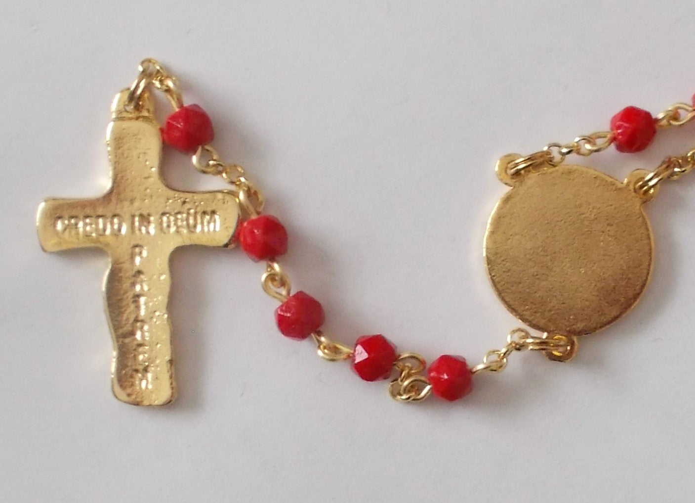 Red Small Bead Rosary - Holy Trinity / Holy Spirit