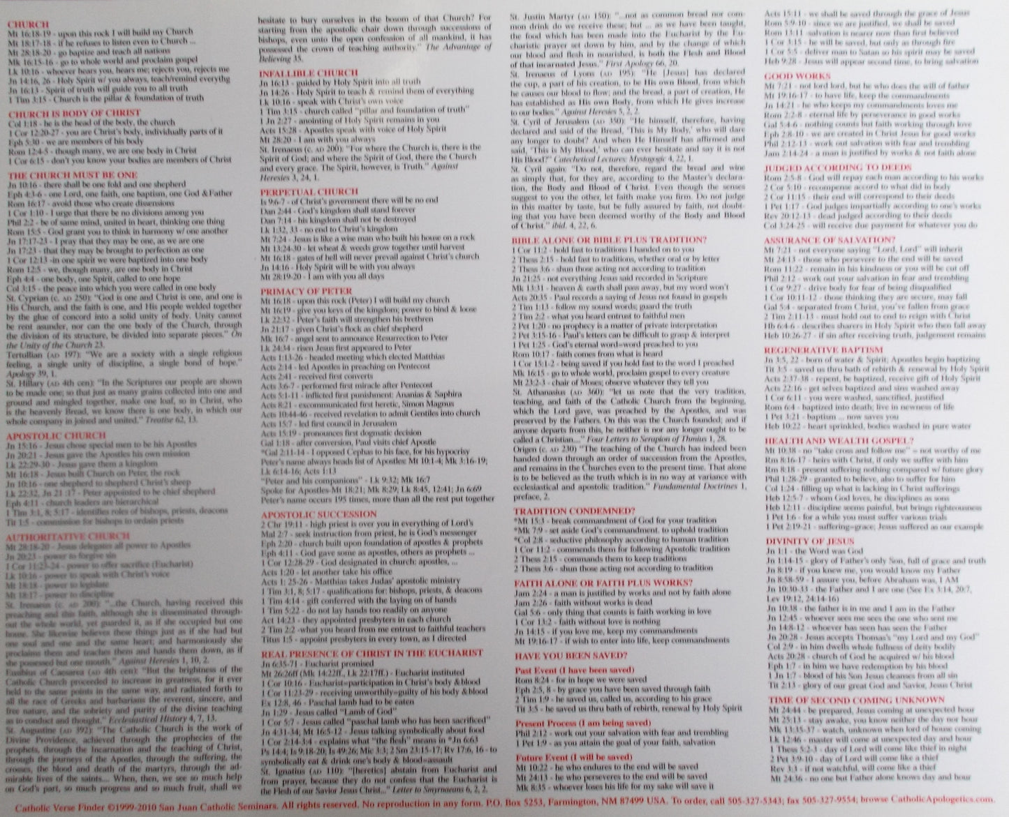 Catholic Verse Finder Laminated Sheet