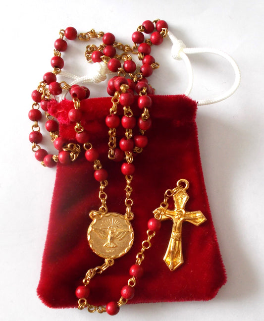 Small Wood Bead Rosary with Pouch