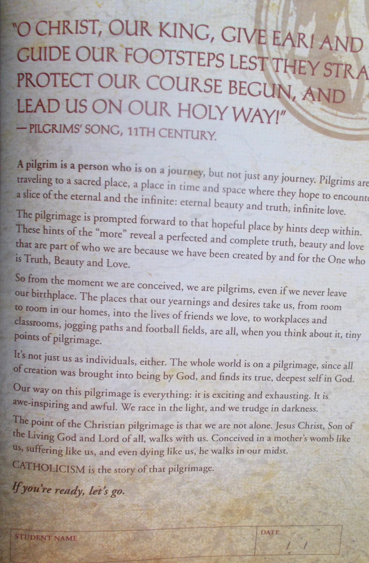 Catholicism Pilgrimage Journal - Leader's Guide and 10 Journals & Postcards - Clearance
