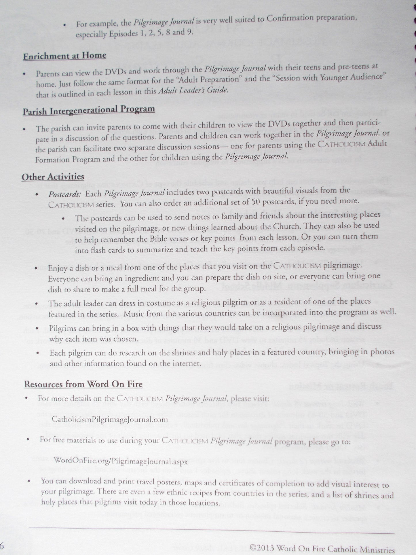 Catholicism Pilgrimage Journal - Leader's Guide and 10 Journals & Postcards - Clearance