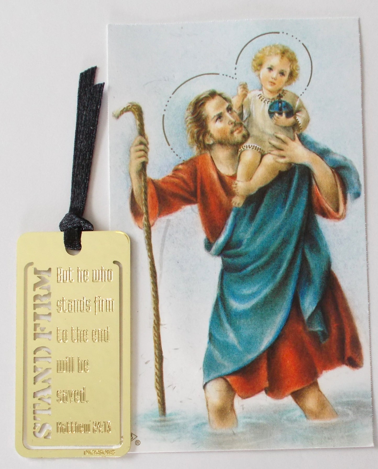 To a Good Man or Special Father Prayercard with 'Stand Firm' Metal Bookmark