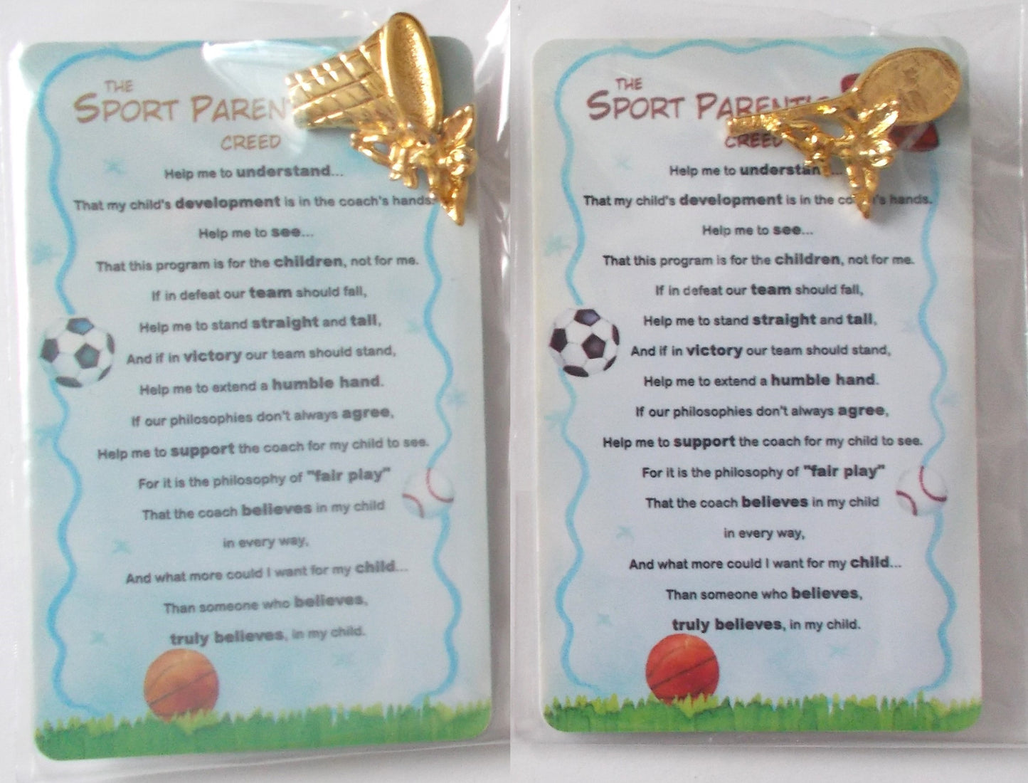 Sport Parent's Creed & Angel Lapel Pin - Clearance