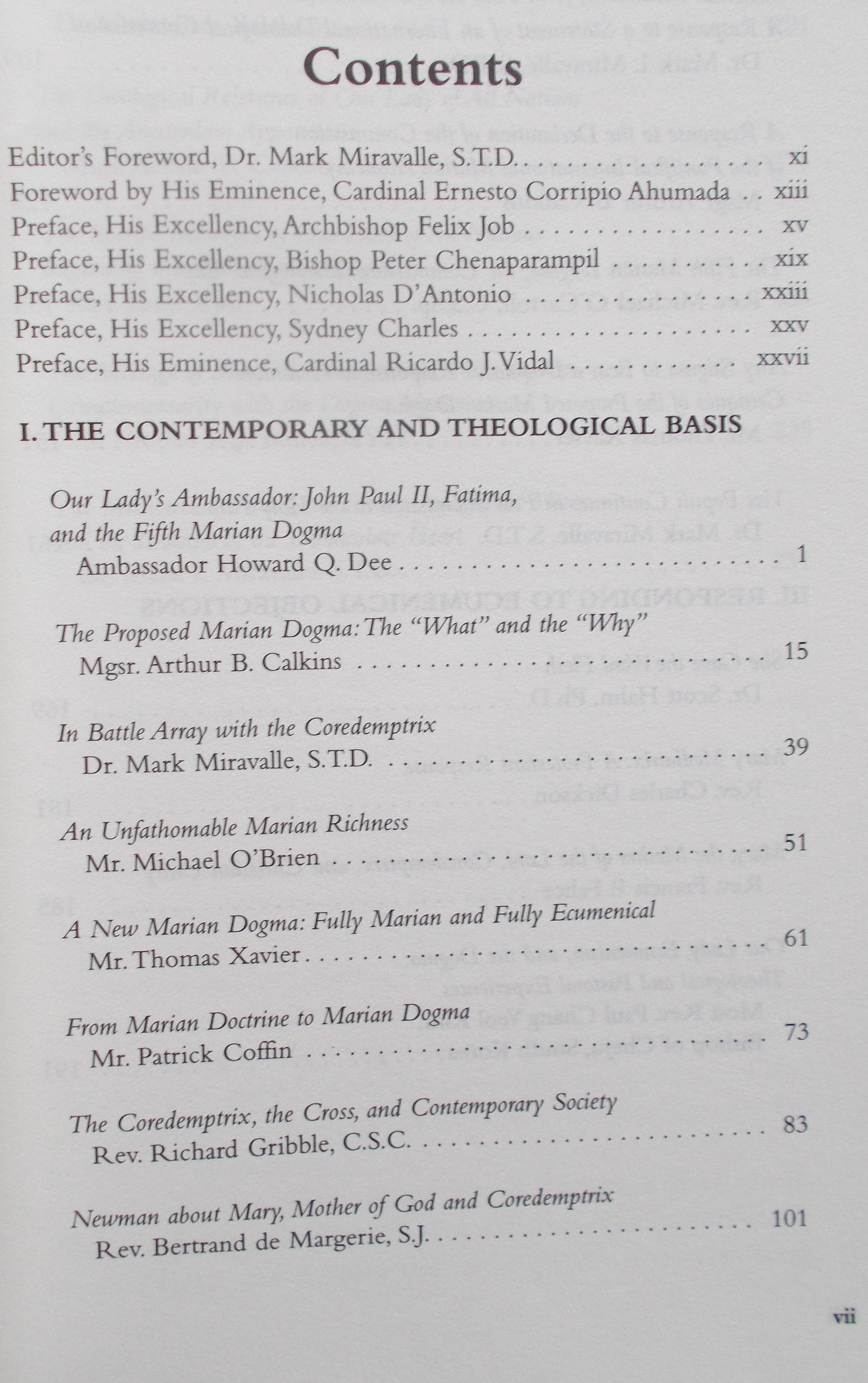 Contemporary Insights on a Fifth Marian Doctrine: Mary Coredemptrix, Mediatrix, Advocate Theological Foundations III