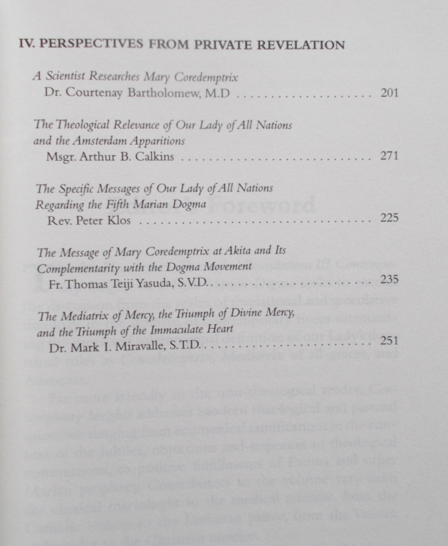 Contemporary Insights on a Fifth Marian Doctrine: Mary Coredemptrix, Mediatrix, Advocate Theological Foundations III