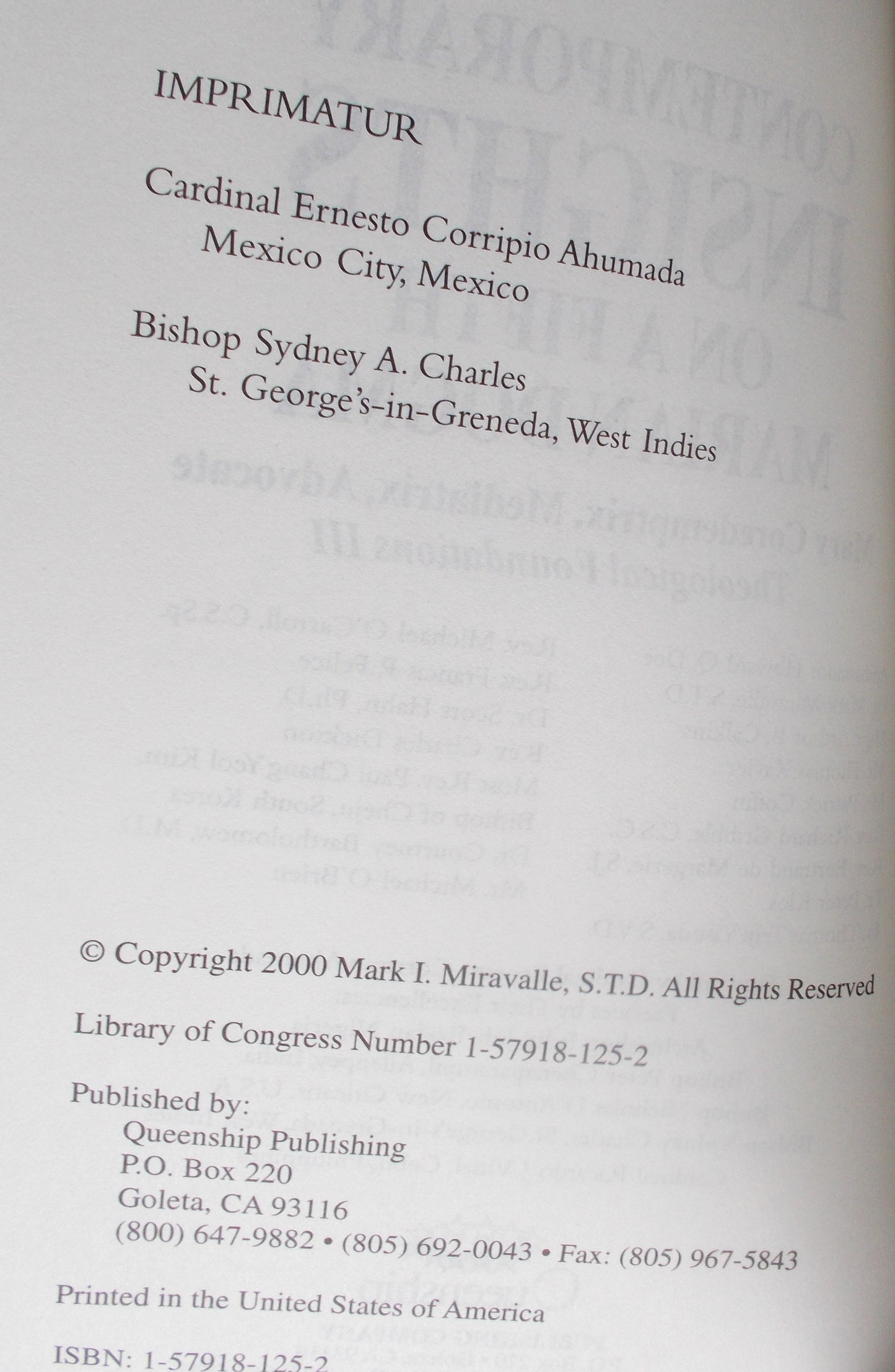 Contemporary Insights on a Fifth Marian Doctrine: Mary Coredemptrix, Mediatrix, Advocate Theological Foundations III