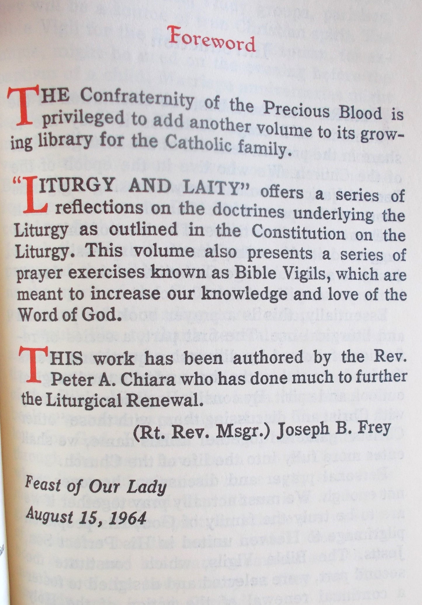 Liturgy and Laity - Mass Aids and Bible Vigils