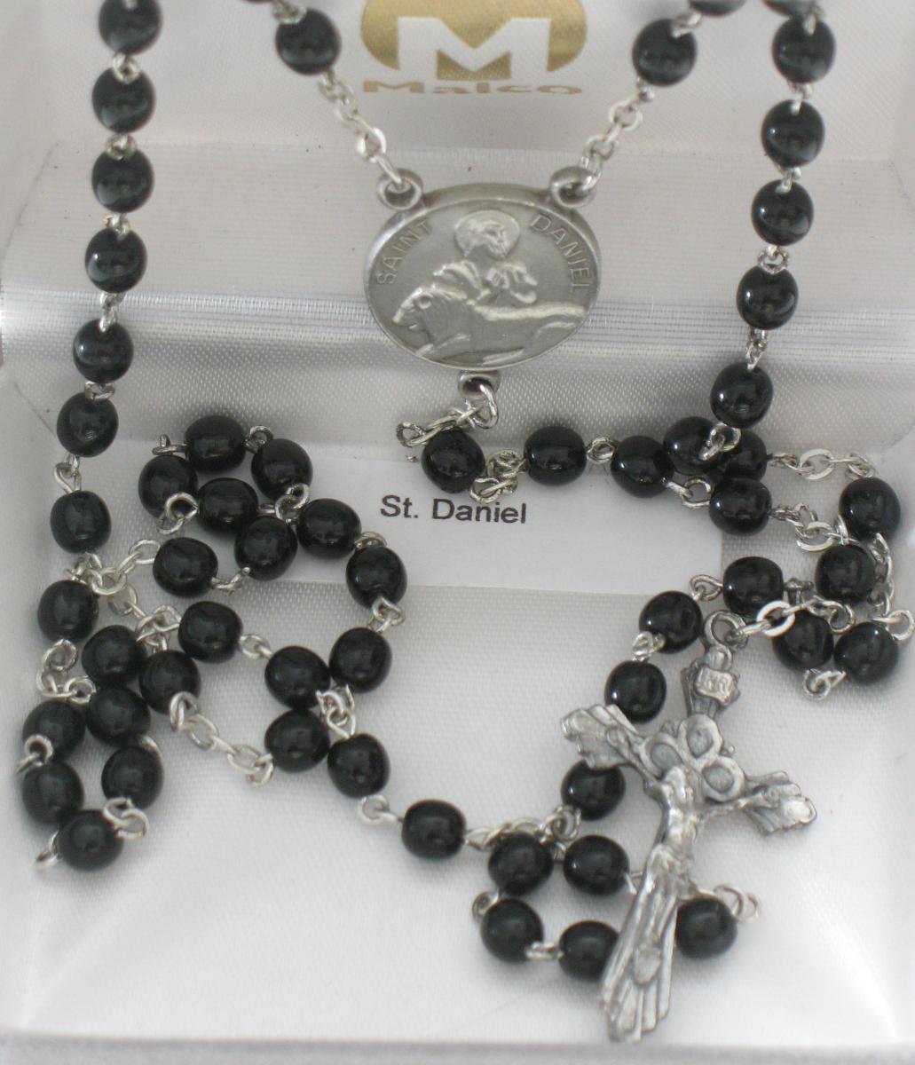 Rosary - Black Beads with Various Patron Saints Center