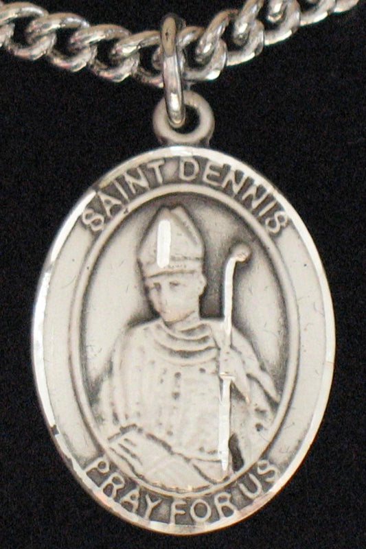 St. Dennis - Sterling Silver Medal With Chain