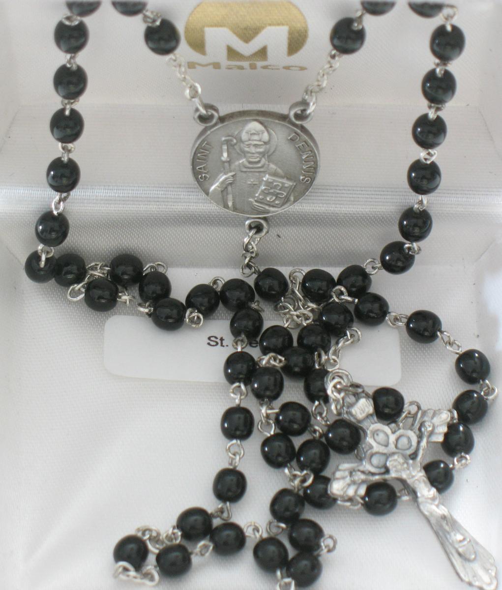 Rosary - Black Beads with Various Patron Saints Center