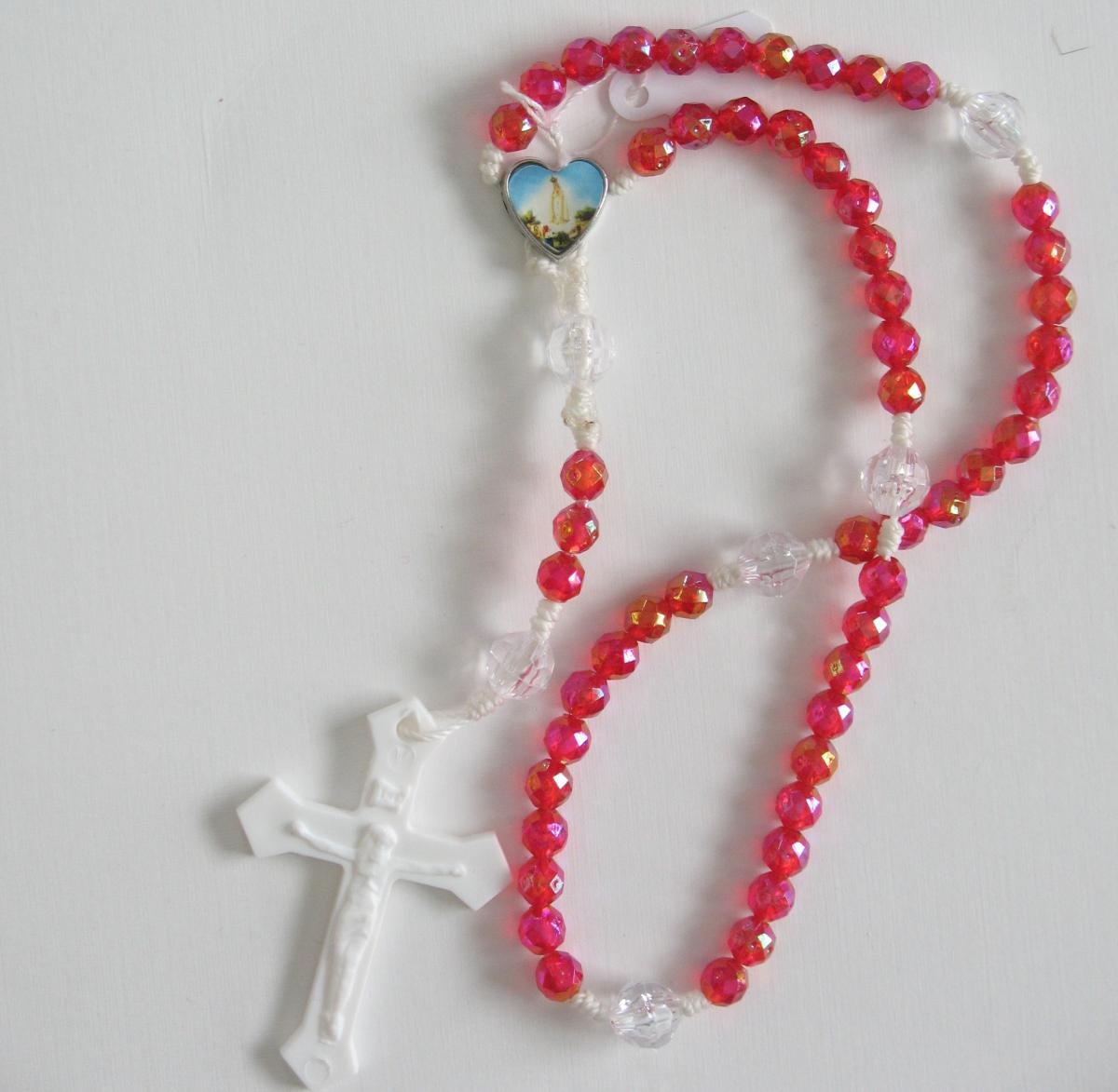 Rosary - Cord White with Heart Center