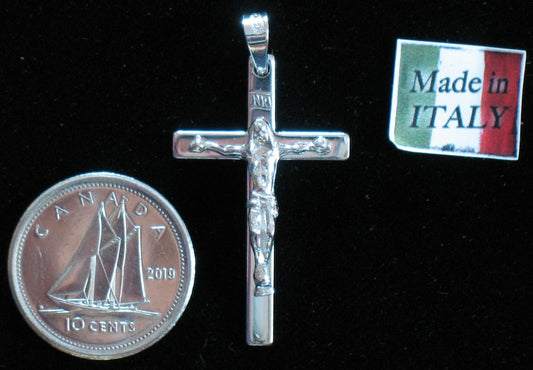 Crucifix - Sterling Silver Med Plain Flat